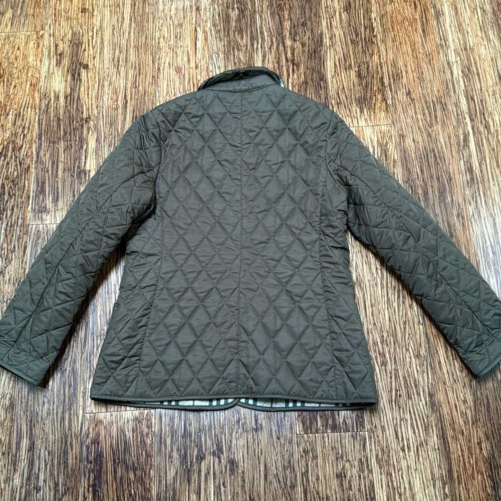 Burberry Olive Green/Brown? Quilted Jacket with House Check Lining - Picture 7 of 16